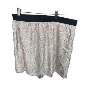 Loft Light Mauve Lace Overlay A Line Skirt Size 16
